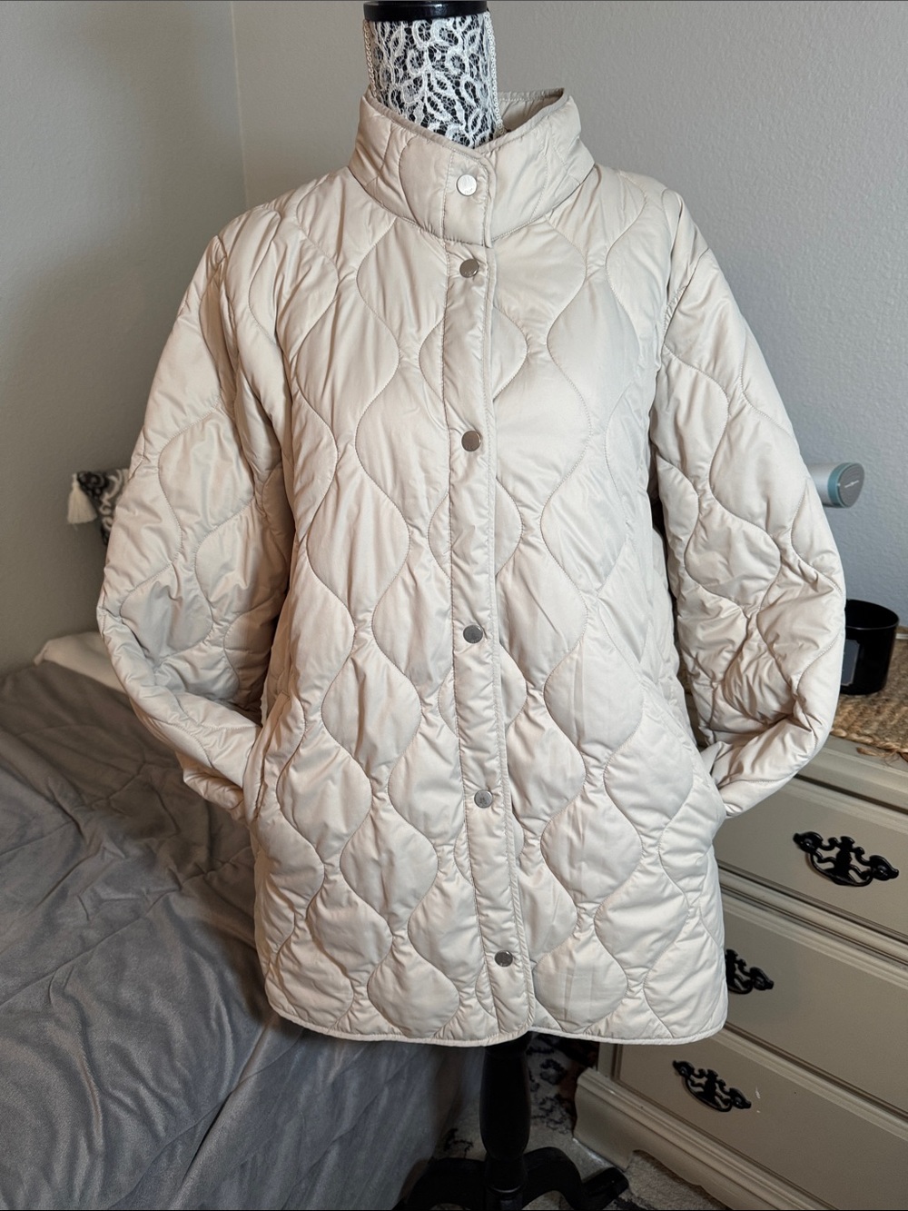 32 Degrees Heat Cream Quilted Puffer Jacket Sz XXL women